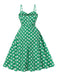 Green 1950s Polka Dot Spaghetti Strap Dress - vintage dress, retro fashion, rockabilly