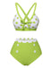 Green 1950s Polka Dot V-Neck Swimsuit, vintage swimsuit, pin-up swimwear - perfect for women who love vintage and retro fashion