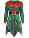 Green 1950s Sequin Christmas Elf Costume Set - vintage fashion, retro style