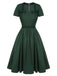 Green 1950s Solid Bow Square Collar Dress, vintage dress, retro fashion, rockabilly, pin-up fashion - perfect for women who love vintage and retro fashion