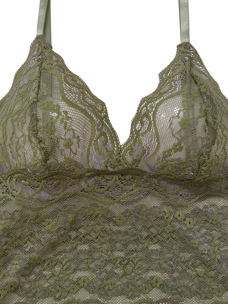 Green 1950s Solid Lace & Satin Pajama Set - vintage fashion, retro style