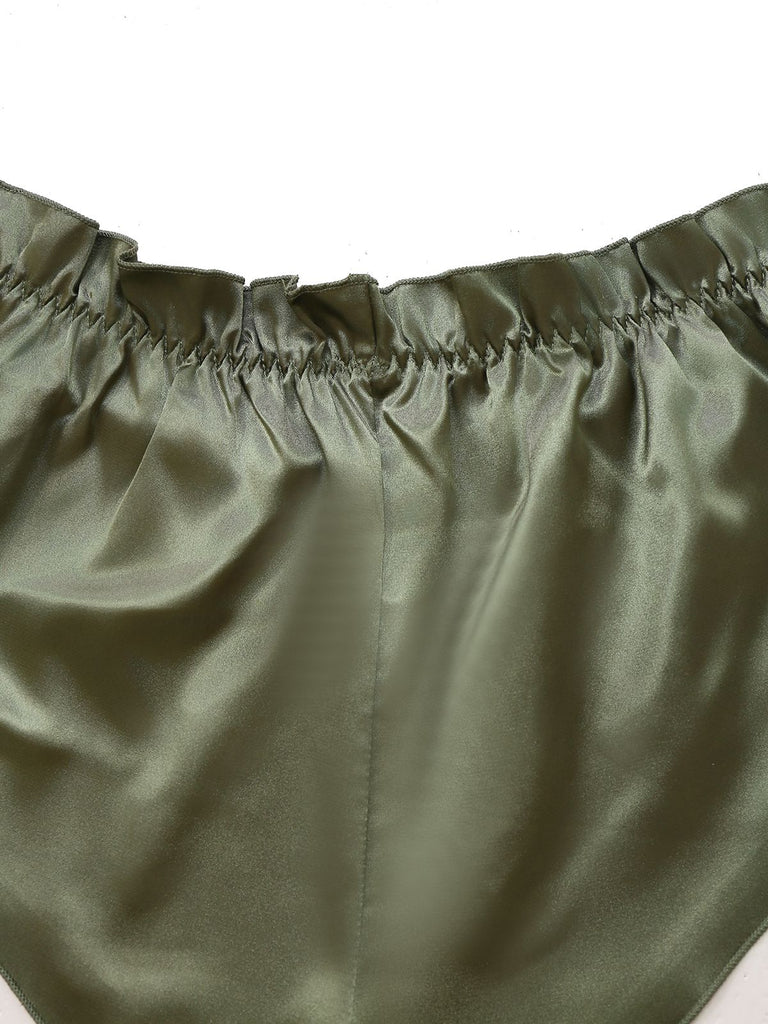 Green 1950s Solid Lace & Satin Pajama Set - vintage fashion, retro style