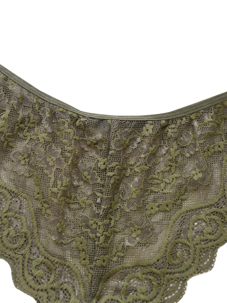 Green 1950s Solid Lace & Satin Pajama Set - vintage fashion, retro style