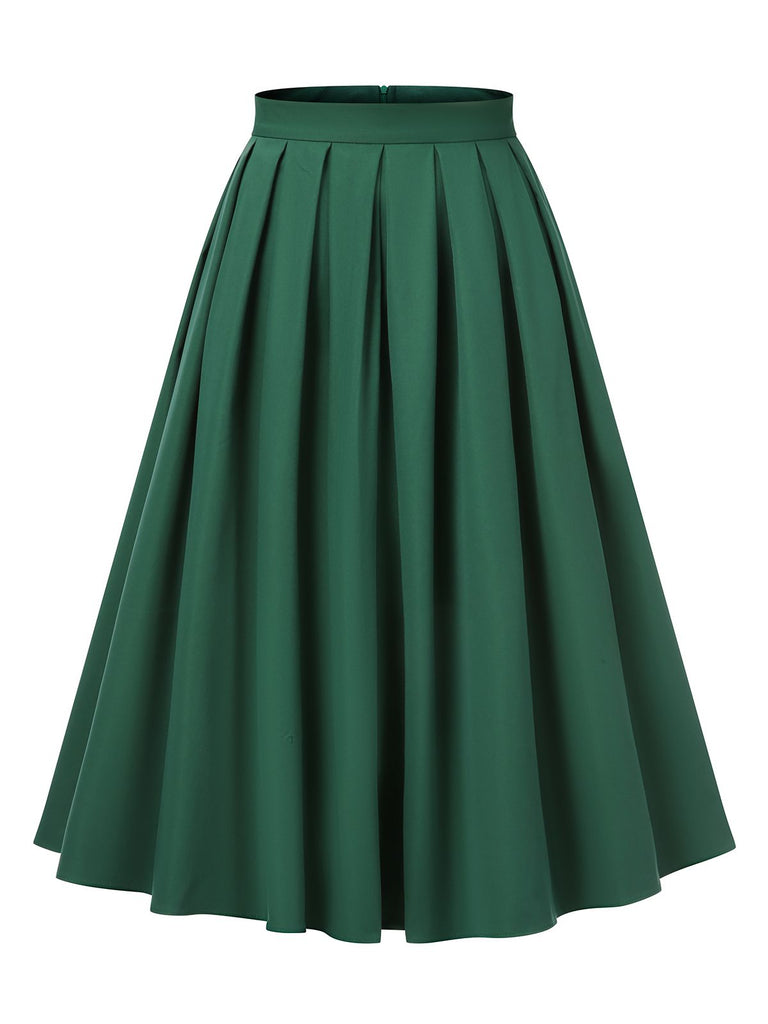 Green 1950s Solid Pleated Skirts: timeless style reimagined