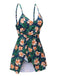 Green 1950s Spaghetti Strap Floral Swimsuit: 1950s Riviera elegance, reimagined for her