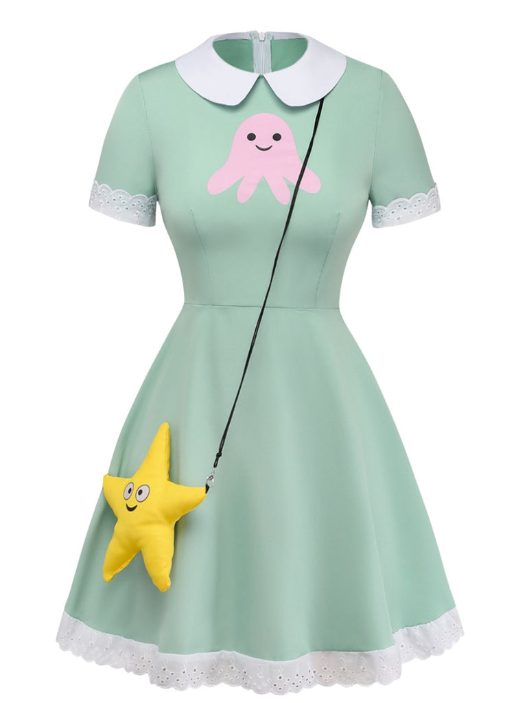 Green 1950s V Neck Dress 3