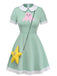 Green 1950s V Neck Dress 3