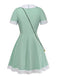 Green 1950s V Neck Dress 2