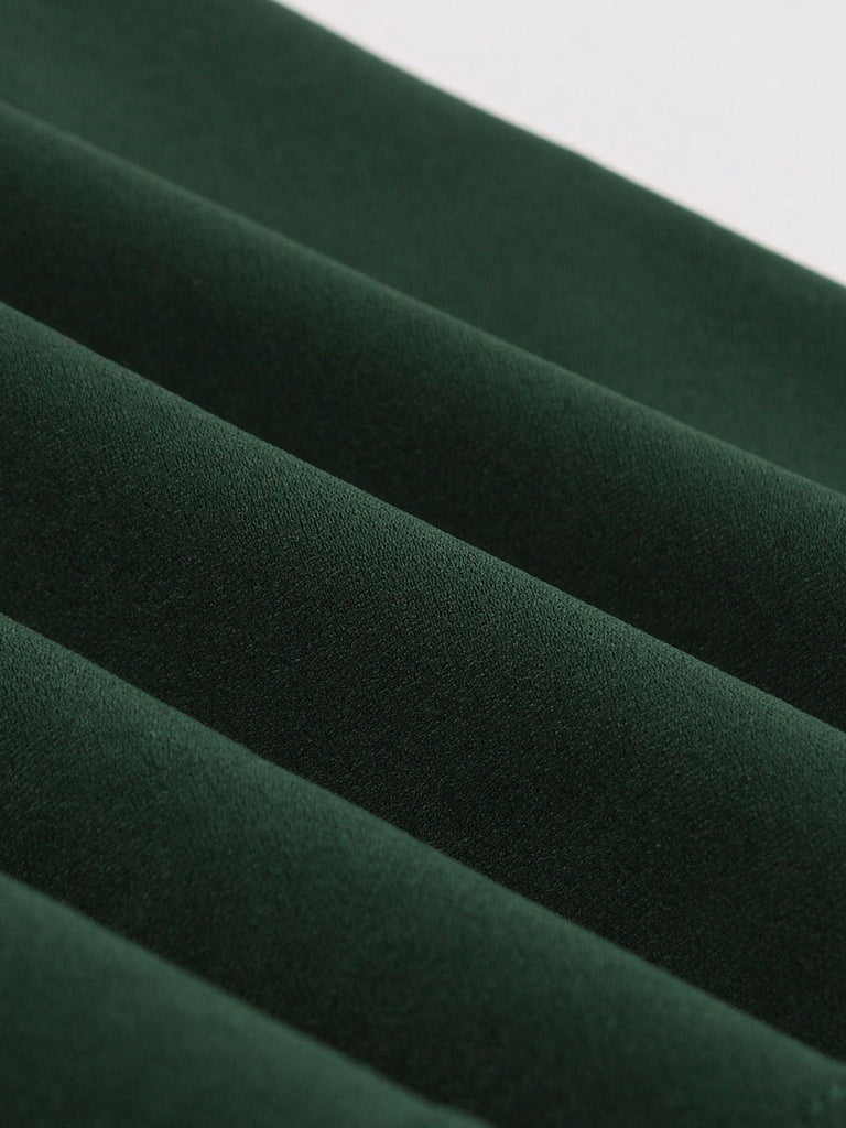 She slips into this Green 1950s Tie Neck Contrast Patchwork Dress and suddenly it's a 1950s daydream
