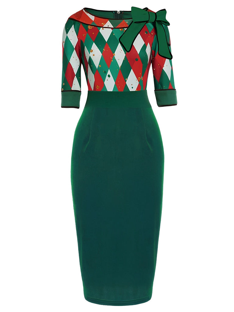 Green 1960s Christmas Plaid Patchwork Dress: timeless style reimagined
