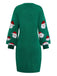 Green 1960s Christmas Santa Claus Sweater Dress - vintage dress, retro fashion