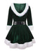 Green 1960s Christmas Velvet Patchwork Hooded Dress, vintage dress, retro fashion - perfect for women who love vintage and retro fashion