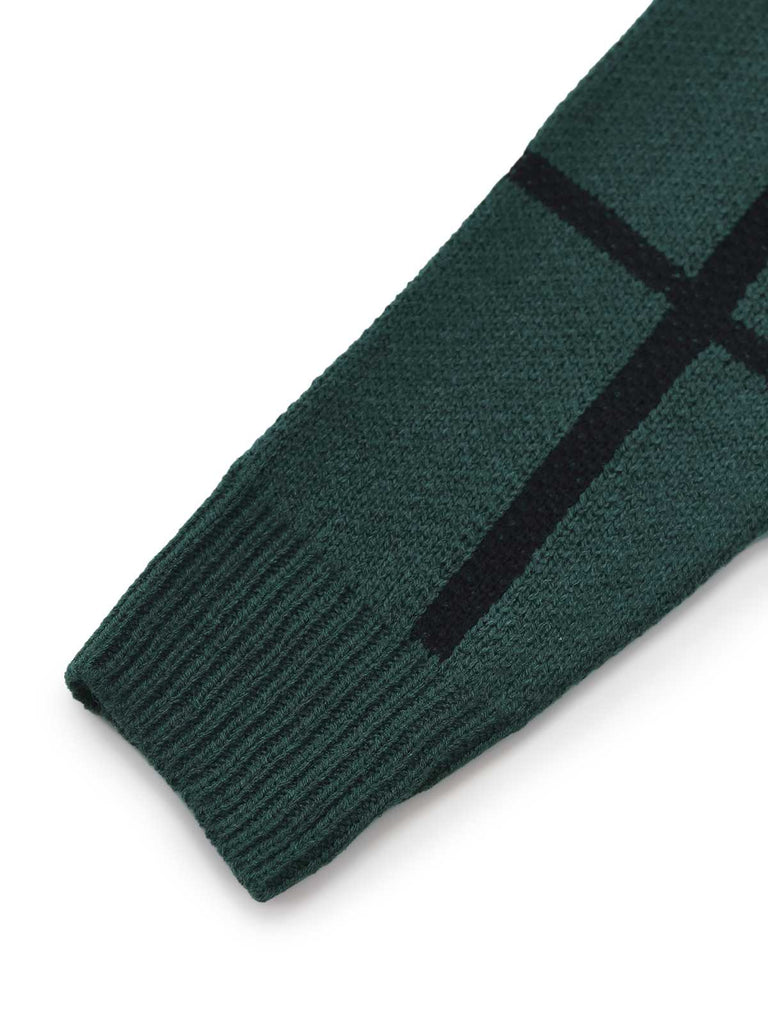 Green 1960s Crew Neck Plaid Knit Sweater Dress - vintage dress, retro fashion