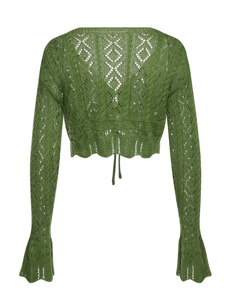 This Green 1960s Cutout Strappy Crochet Cover-Up whispers 1960s secrets to those who notice