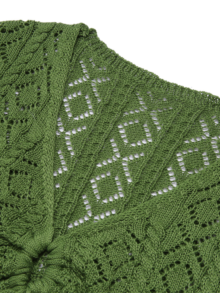 Green 1960s Cutout Strappy Crochet Cover-Up — 1960s style that transcends decades