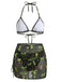 Green 1960s Print Mesh Vintage Slim Bikini Set 8