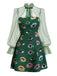 Green 1960s Halloween Gothic Eye Print Mesh Sleeve Dress, vintage dress, retro fashion - perfect for women who love vintage and retro fashion