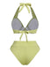 This Green 1960s Halter High-Waist Swimsuit carries 1960s vacation dreams in every stitch