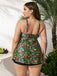 Green 1960s Hippie Prints Bow Tankini: 1960s Riviera elegance, reimagined for her