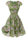 Green 1960s Oil-Painting Rose Dress, vintage dress, retro fashion - perfect for women who love vintage and retro fashion
