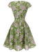 Green 1960s Oil-Painting Rose Dress, vintage dress, retro fashion - perfect for women who love vintage and retro fashion