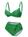 Green 1960s Pleated Solid Swimsuit: 1960s Riviera elegance, reimagined for her