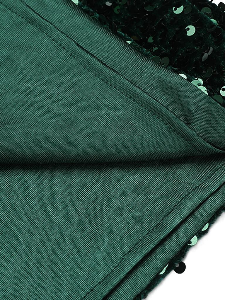 Green 1960s Sequins Off-Shoulder Pencil Dress: timeless style reimagined