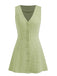 Green 1960s V-Neck Houndstooth Sleeveless Dress - vintage dress, retro fashion