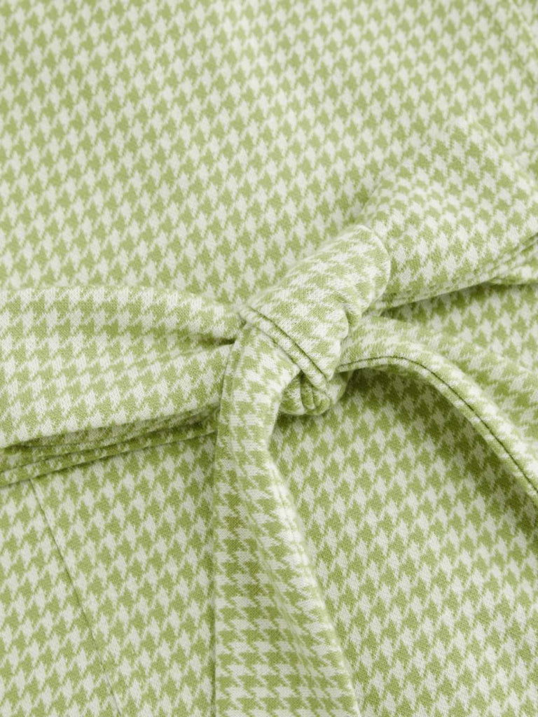 Green 1960s V-Neck Houndstooth Sleeveless Dress - vintage dress, retro fashion