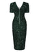 Green 1960s V-Neck Sequined Pencil Dress, vintage dress, retro fashion - perfect for women who love vintage and retro fashion