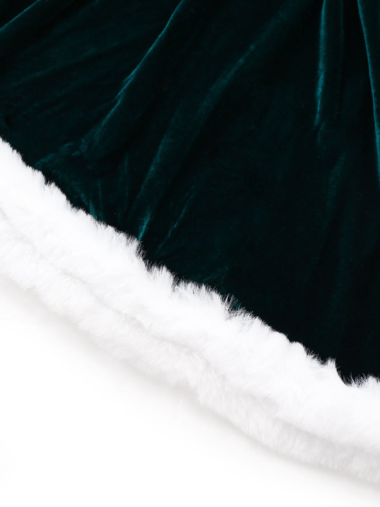 Green 1960s Velvet Fringe Strapless Mini Dress - vintage dress, retro fashion