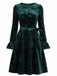 Green 1960s Velvet Rose Jacquard Dress - vintage dress, retro fashion