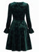 Green 1960s Velvet Rose Jacquard Dress - vintage dress, retro fashion