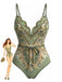 Green 1970s Bohemia Petal Collar One-Piece Swimsuit, vintage swimsuit, pin-up swimwear - perfect for women who love vintage and retro fashion