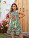 Green 1970s Boho Halter Ruffle Hem Sleeveless Dress: beautiful vintage dress, retro fashion, elegant style with timeless appeal