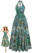 Green 1940s Ruffle Collar Swing Dress