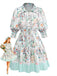 Green-1970s-Coastal-Puff-Sleeve-Shirt-Dress, vintage, retro, dress