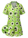 Green 1970s Halloween Eyeball Lapel Pajama Set, vintage fashion, retro style - perfect for women who love vintage and retro fashion