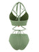 Green 1970s Halter Boho Beaded Bikini Set - vintage fashion, retro style