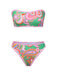 She's wearing Green 1970s Hippie Print Bandeau Bikini and the whole beach remembers the 1970s