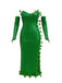 Green 1970s Multi-Leaf Headband & Sequin Dress Set - vintage dress, retro fashion