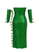 Green 1970s Multi-Leaf Headband & Sequin Dress Set - vintage dress, retro fashion