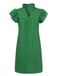Green 1970s Solid Stand Collar Flounce Sleeve Dress, vintage dress, retro fashion - perfect for women who love vintage and retro fashion