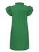 Green 1970s Solid Stand Collar Flounce Sleeve Dress, vintage dress, retro fashion - perfect for women who love vintage and retro fashion