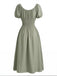 Green 1970s Square Neck Puff Sleeve Boho Dress - vintage dress, retro fashion for vintage lovers