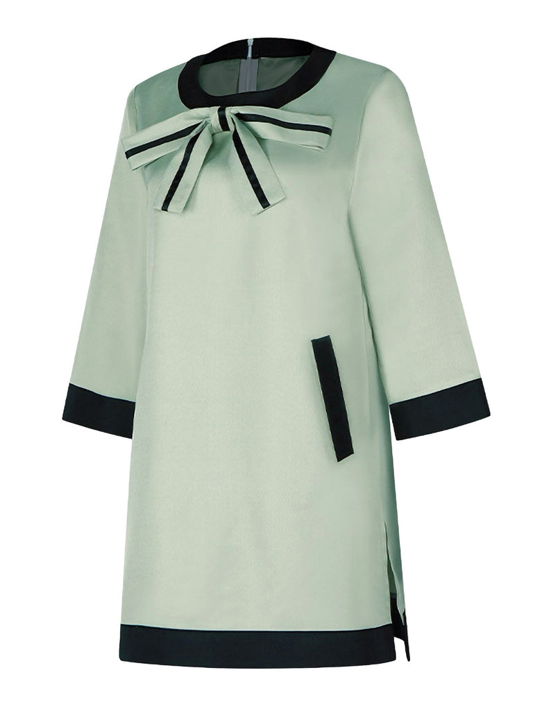 Green 1970s The Queen's Gambit Bow A-Line Dress, vintage dress, retro fashion - perfect for women who love vintage and retro fashion