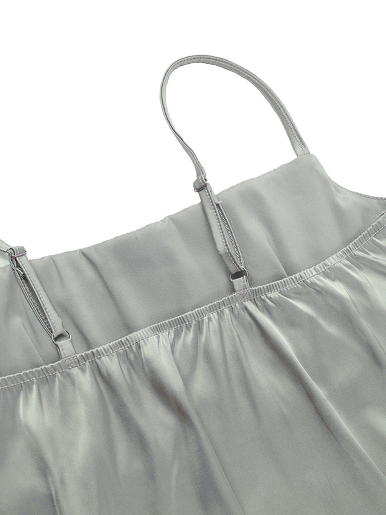 Green 1970s Satin Ruched Bust Slip Cami Top - vintage fashion, retro style