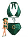 Bright Green 1980s Halter Vintage Bikini Set