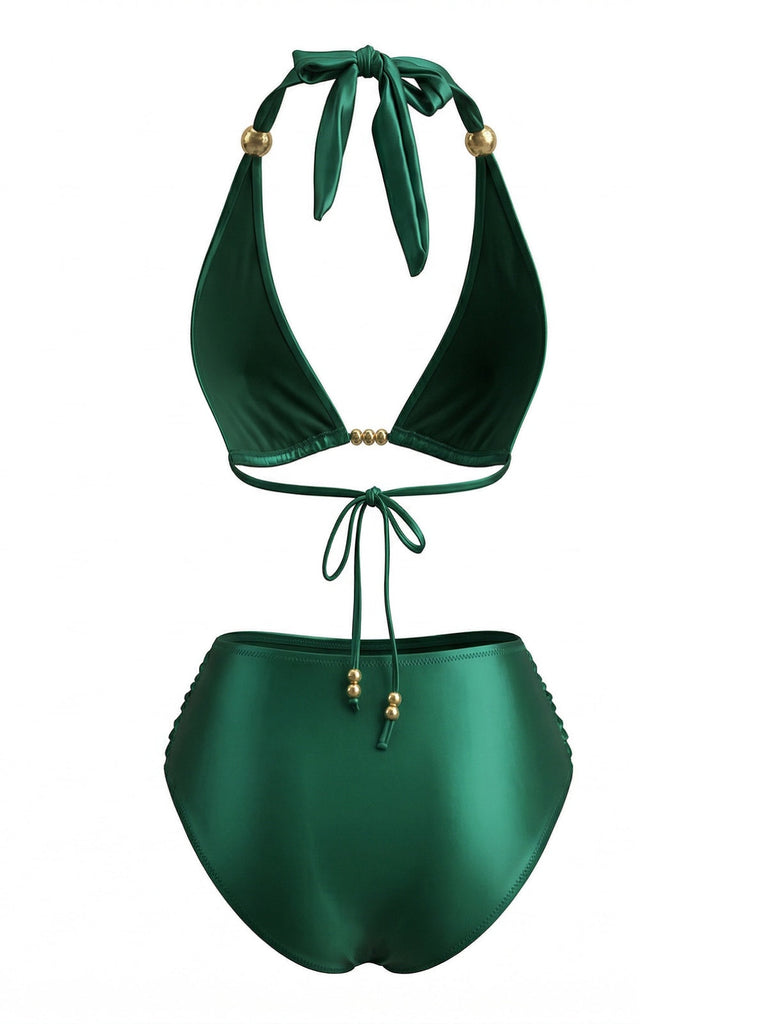Bright Green 1980s Halter Vintage Bikini Set 3