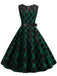 She slips into this Green & Black 1950s Plaid Lace Patchwork Dress and suddenly it's a 1950s daydream